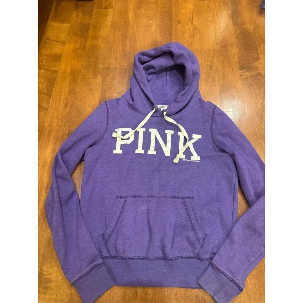 Victoria’s Secret PINK Hoodie Small Purple Spell Out Pullover Y2K 2011